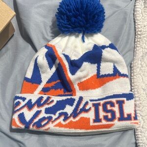 New York Islanders Blue and Orange Pom Beanie